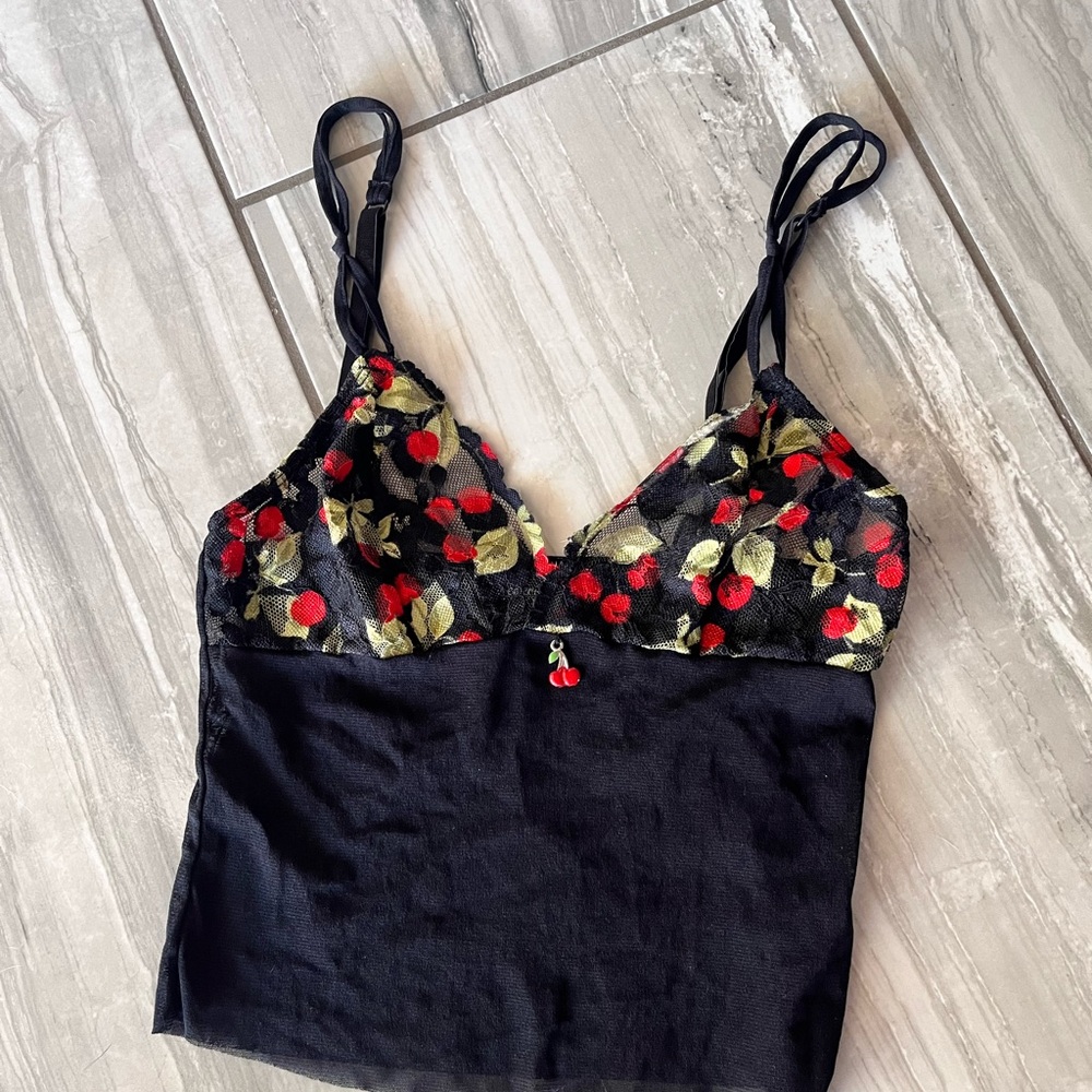 Frederick's of Hollywood Black Floral Cami